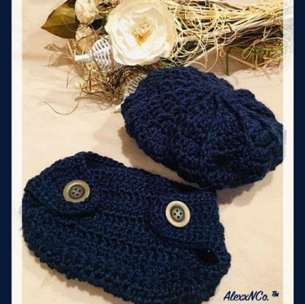 Navy Baby Beret outfit